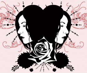 Gilr head and pattern 04 Vector