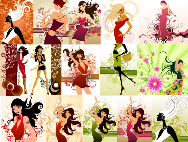 Women with pattern fashion Vector