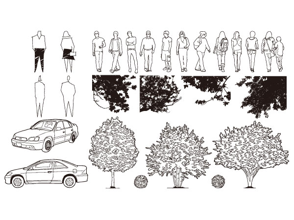 Figure automobile trees Vector