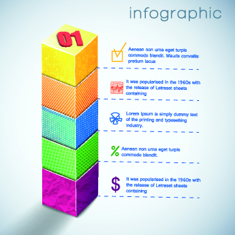 3D Infographic and diagram vector set 01