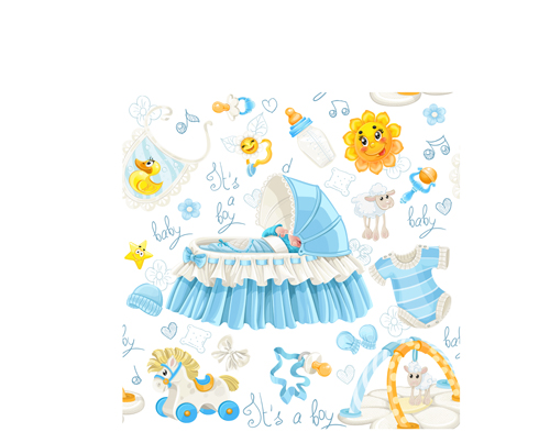 Cute Baby objects design elements 01
