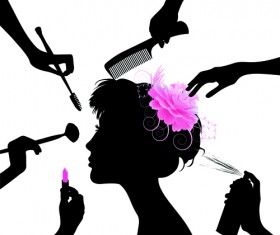 Woman with Beauty Salon vector 03
