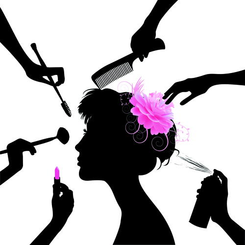 Woman with Beauty Salon vector 03