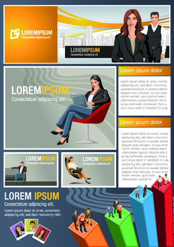 Business people vector template set 01