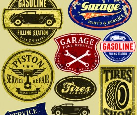 Different Car Service Labels vector 02