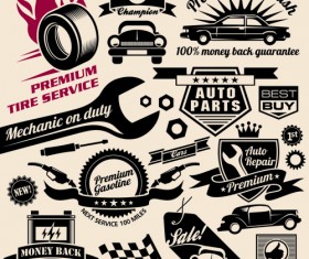 Different Car Service Labels vector 05