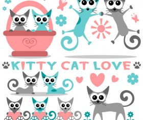 Cute kittens vector set 01