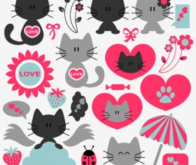 Cute kittens vector set 03