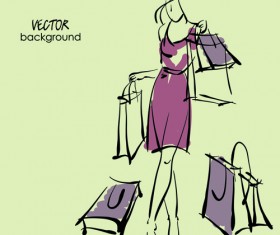 Hand drawn Fashion Woman background 02