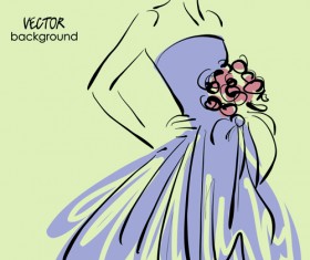 Hand drawn Fashion Woman background 04