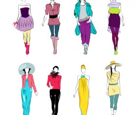 Vector Fashion girls design elements 01