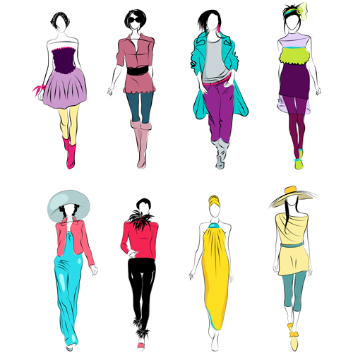 Vector Fashion girls design elements 01 free download