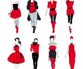 Vector Fashion girls design elements 02