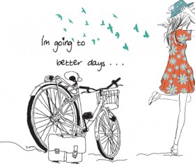 Vector Fashion girls design elements 03