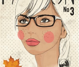 Vector Fashion girls design elements 04