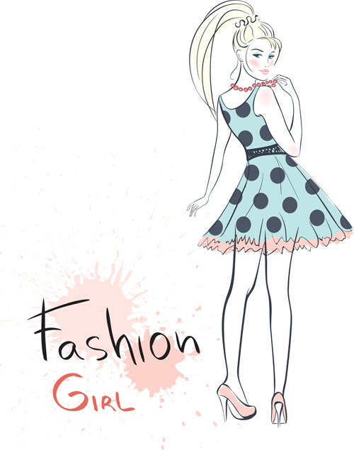 Hand drawn Fashion Girls vector 05