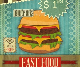 Vintage Fast Food with Menu vector 02