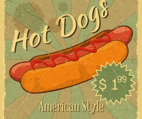 Vintage Fast Food with Menu vector 04