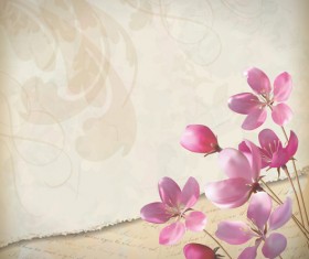 Pink Flowers Cards vector 01