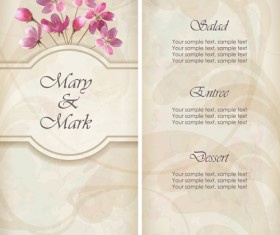 Pink Flowers Cards vector 03