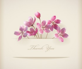 Pink Flowers Cards vector 05