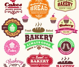 Vintage Food logo with labels vector 02