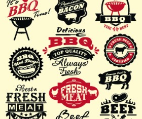 Vintage Food logo with labels vector 04