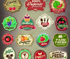 Vintage Food logo with labels vector 05