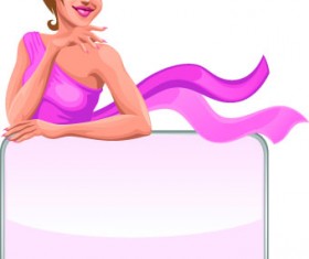 Stylish Girl and Billboards design vector 03