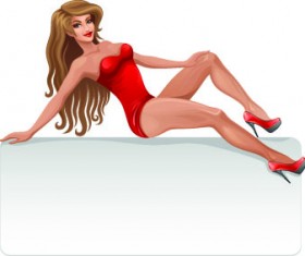 Stylish Girl and Billboards design vector 04