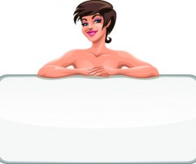 Stylish Girl and Billboards design vector 05