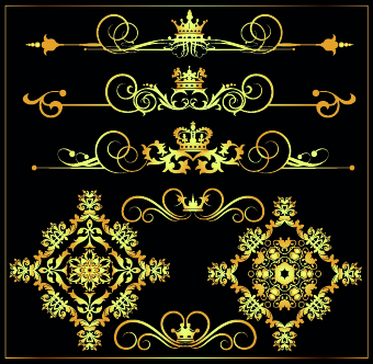 Gold calligraphic decor vector 08