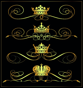 Gold calligraphic decor vector 01