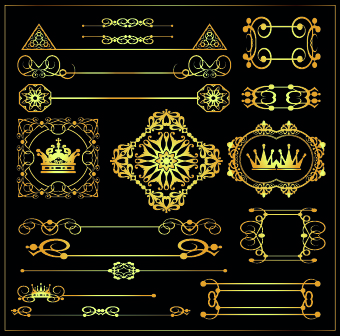 Gold calligraphic decor vector 02