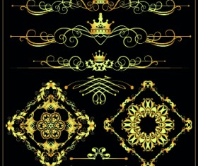 Gold calligraphic decor vector 04