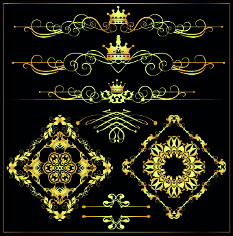 Gold calligraphic decor vector 04