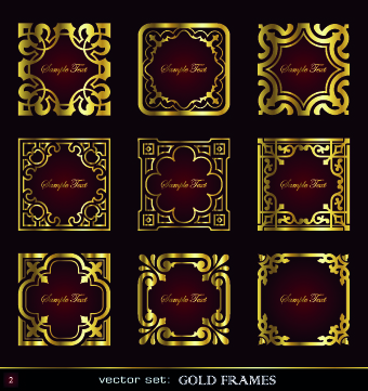 Different Gold frames vector 02