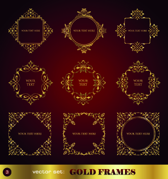 Golden ornament borders and frame vector 01