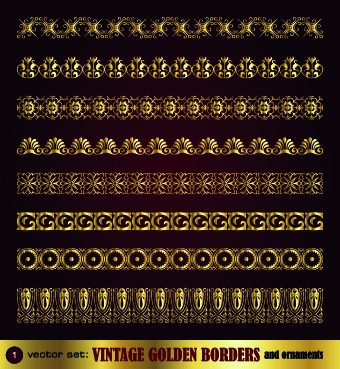 Golden ornament borders and frame vector 02