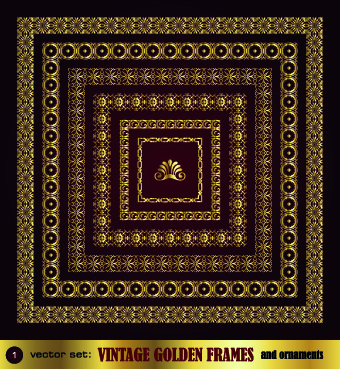 Golden ornament borders and frame vector 03