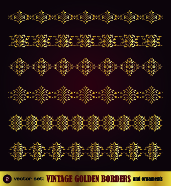 Golden ornament borders and frame vector 04