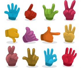 Different hand gesture vector set 01