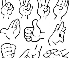 Different hand gesture vector set 03
