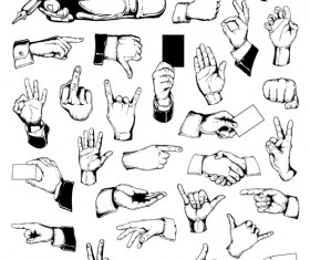 Different hand gesture vector set 05