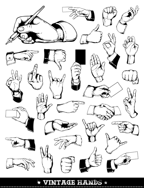 Different hand gesture vector set 05