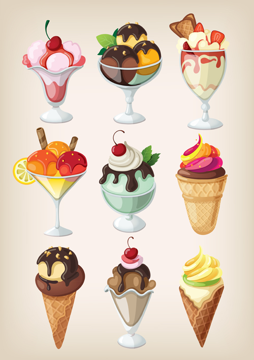 Different colored Ice cream vector 02