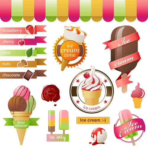 Different colored Ice cream vector 03