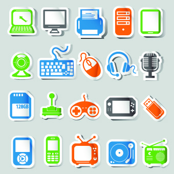 Icons stickers vector 01