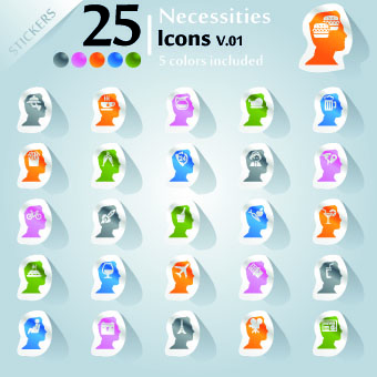 Icons stickers vector 12