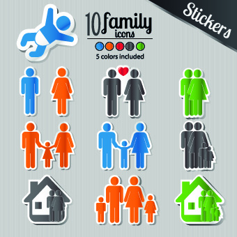Icons stickers vector 02